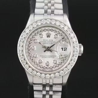 1994 Rolex One Carat Total Weight Custom Diamond Datejust Model 69240 Watch