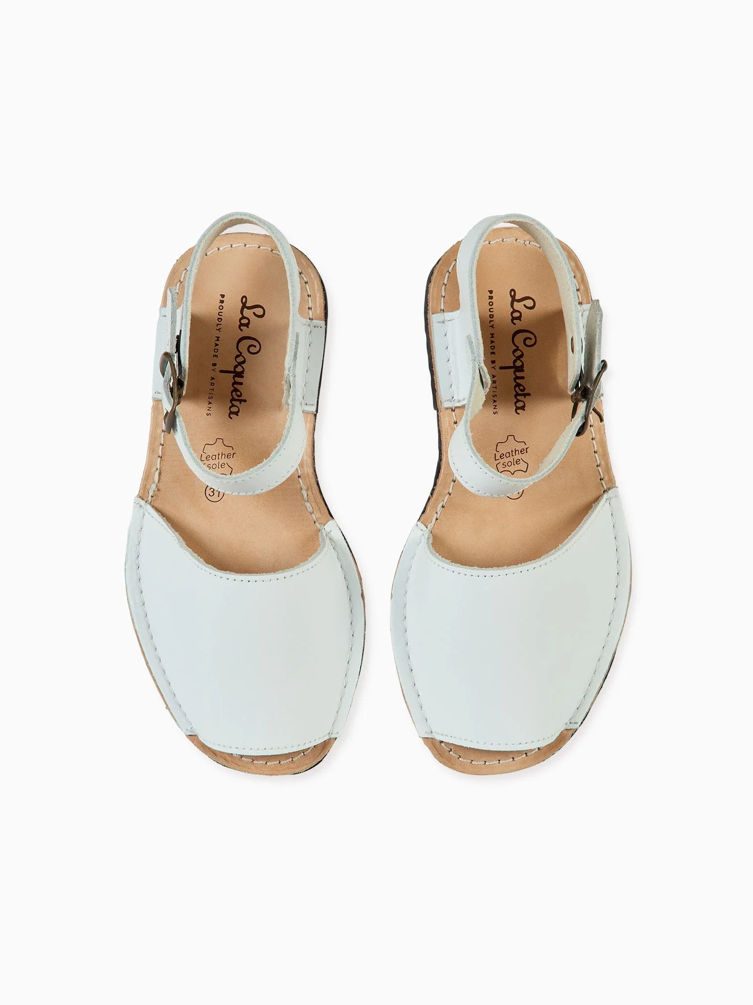 Image of White Avarca Leather Kids Sandals