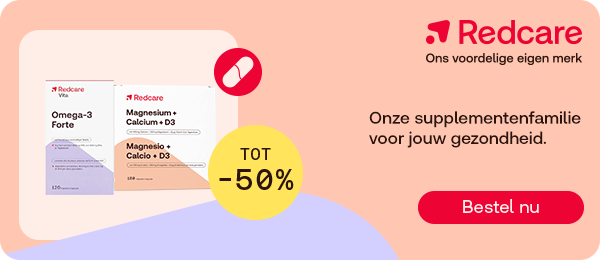 Redcare Omega-3 en magnesium tot -50% voor gezondheid, knop “Bestel nu”.