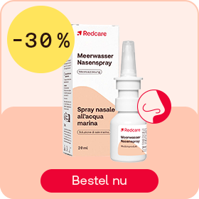 Redcare neusspray met zeewater tot -30%, knop “Bestel nu”.