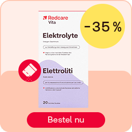 Redcare elektrolyten supplement tot -35%, knop “Bestel nu”.