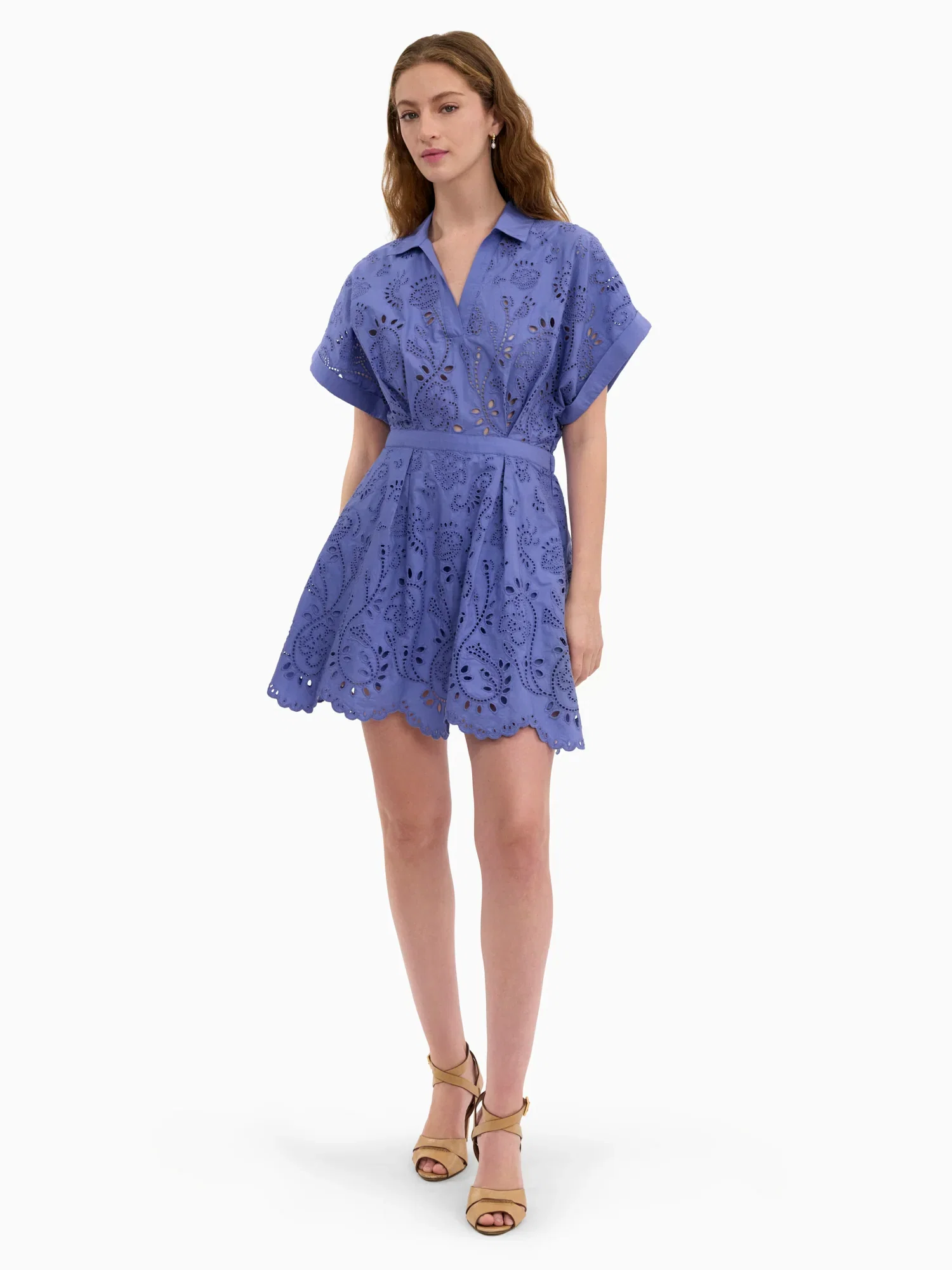Image of Brielle Poplin Eyelet Mini Dress