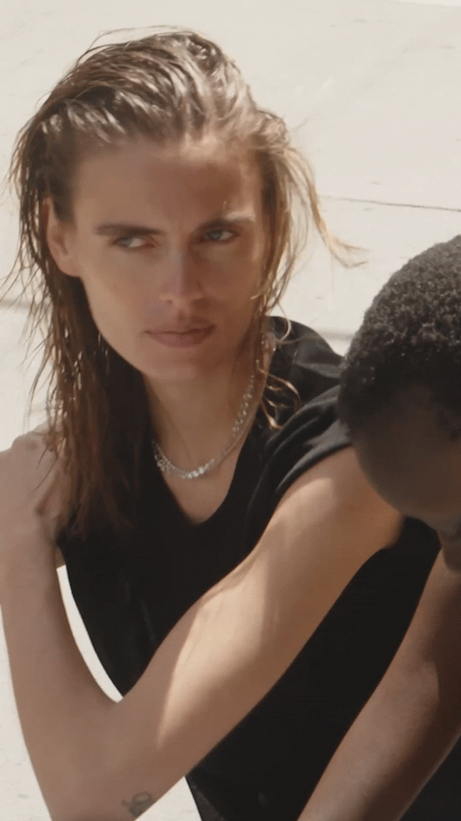 GIF of models wearing summer pieces from Dorsey. Elevated, simple, timeless.