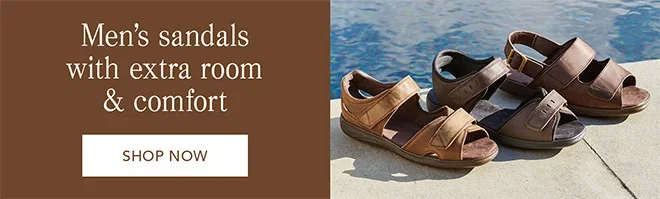 Men's sandals with extra room & comfort | Shop now
