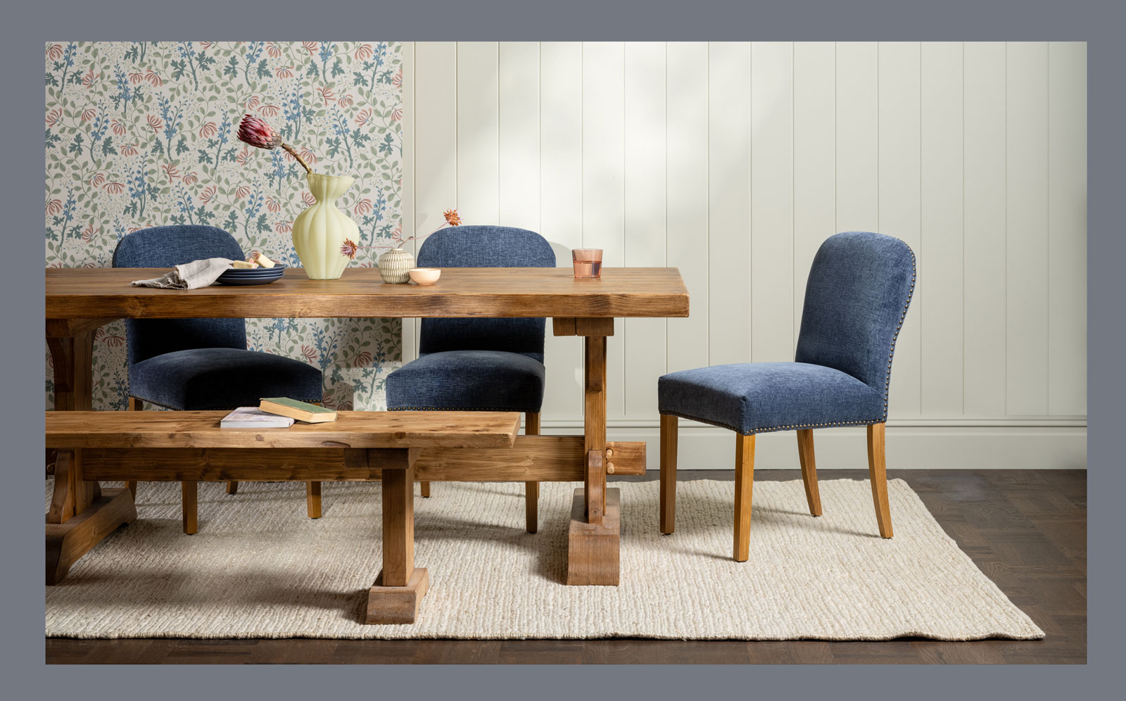 Covington dining table and gable dining chairs