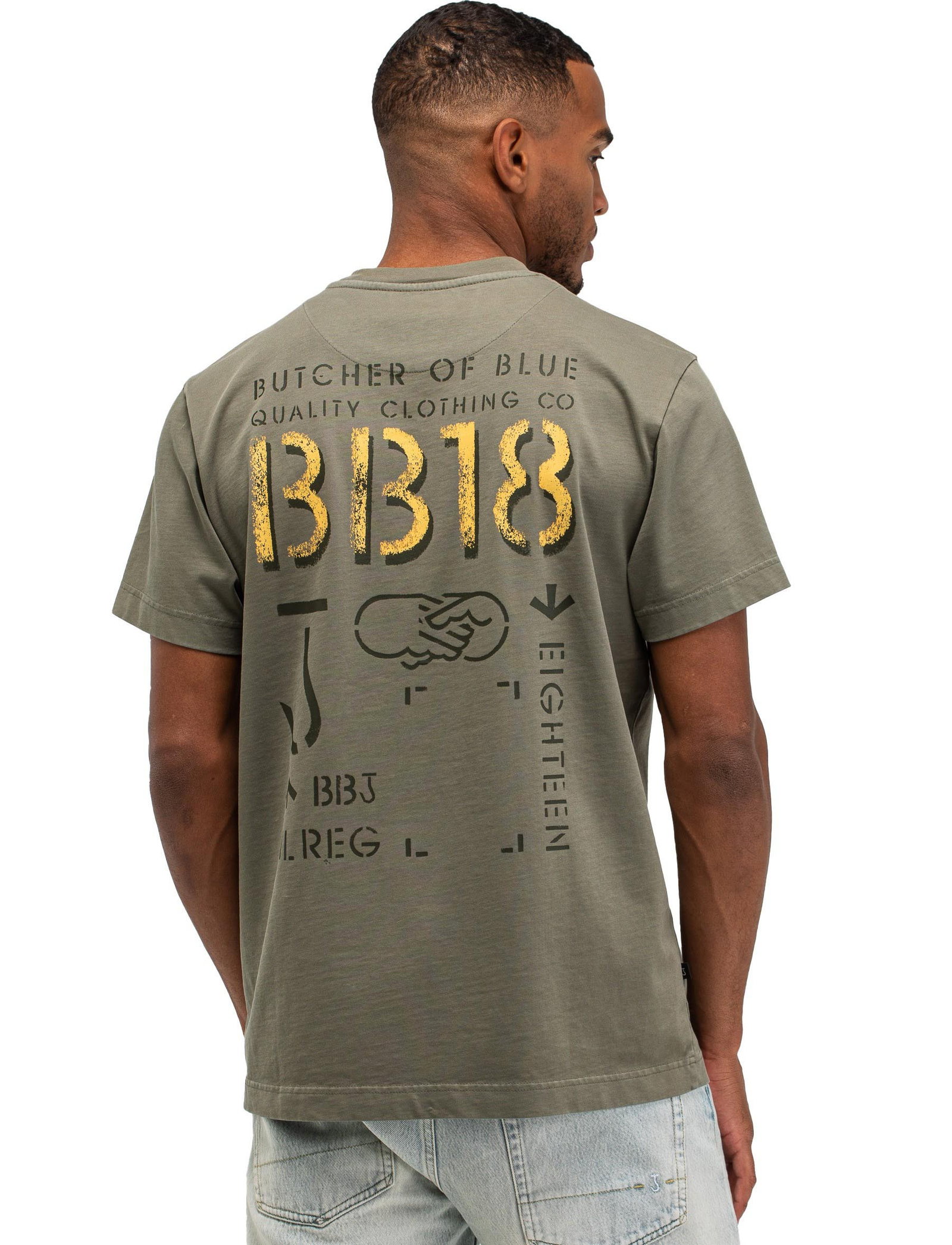 Antraciet t-shirt ronde hals Butcher of Blue met backprint