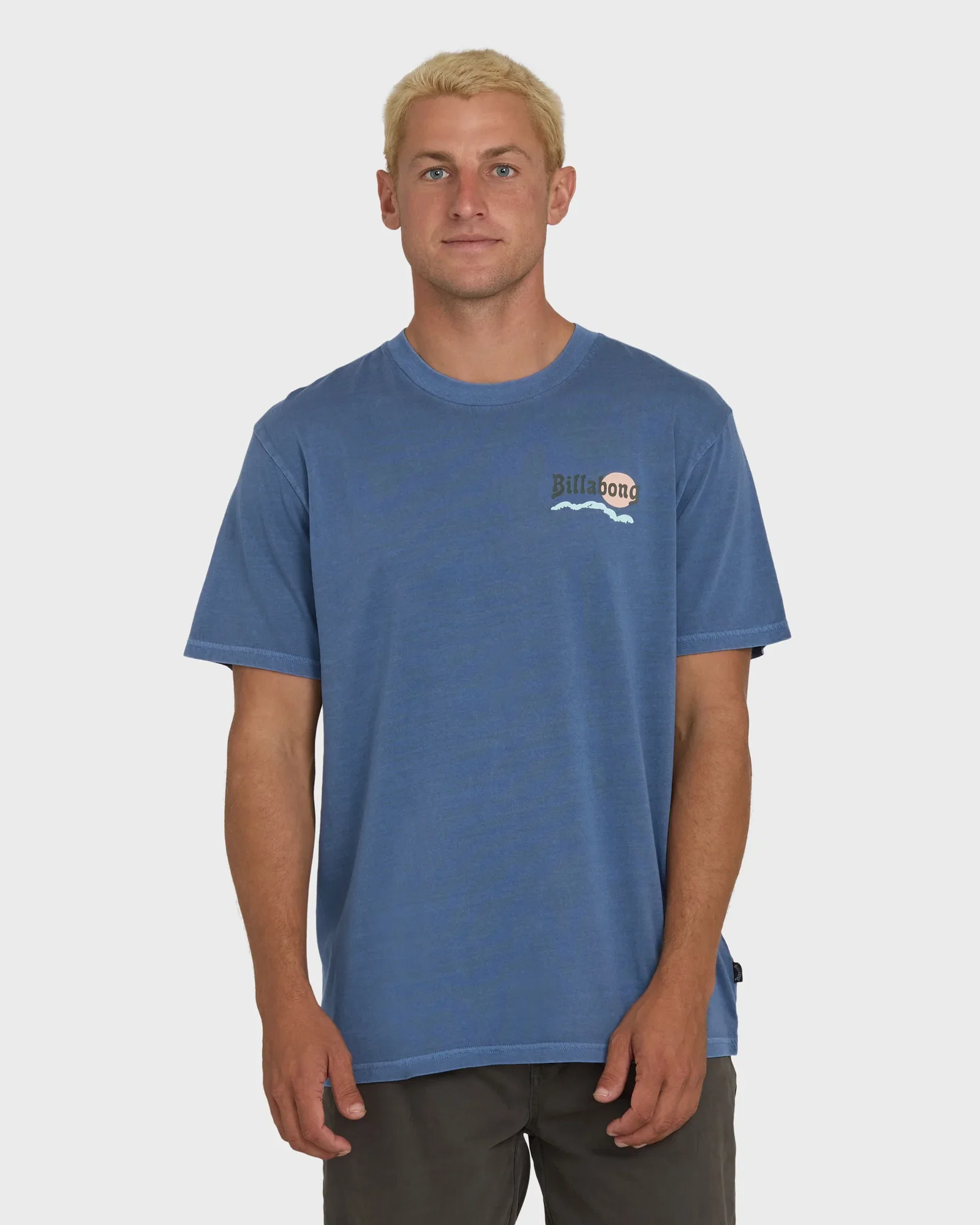 Image of Loner Wave Washed Premium Short Sleeve Knit T-Shirt - Blue Horizon