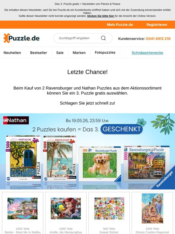 Das 3. Puzzle gratis + Neuheiten von Pieces & Peace