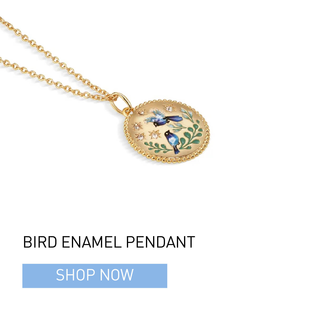 Bird Enamel Pendant