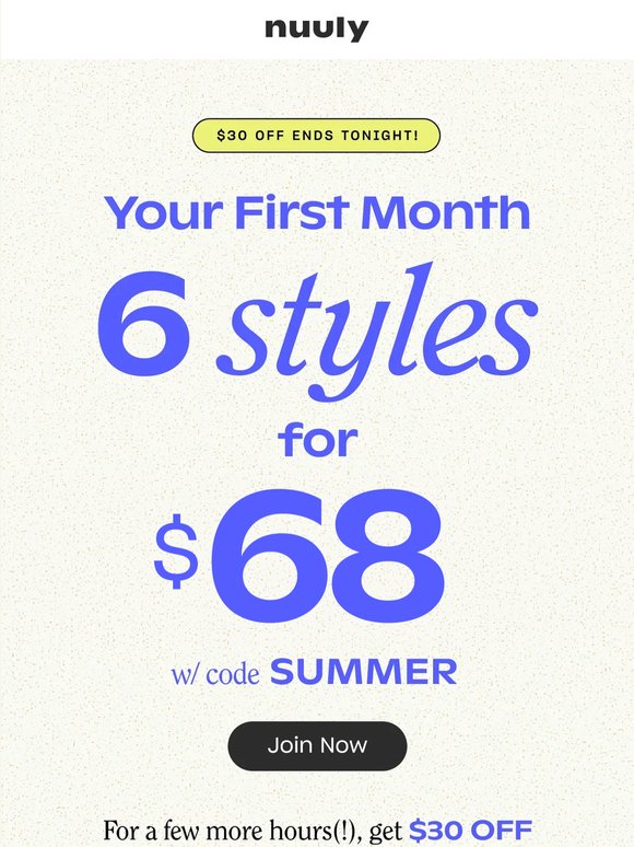 12 HOURS LEFT! 1 MONTH @ $68