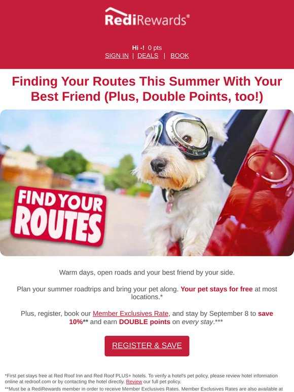 Bring Your Pet - They Stay Free (+ DOUBLE Points)