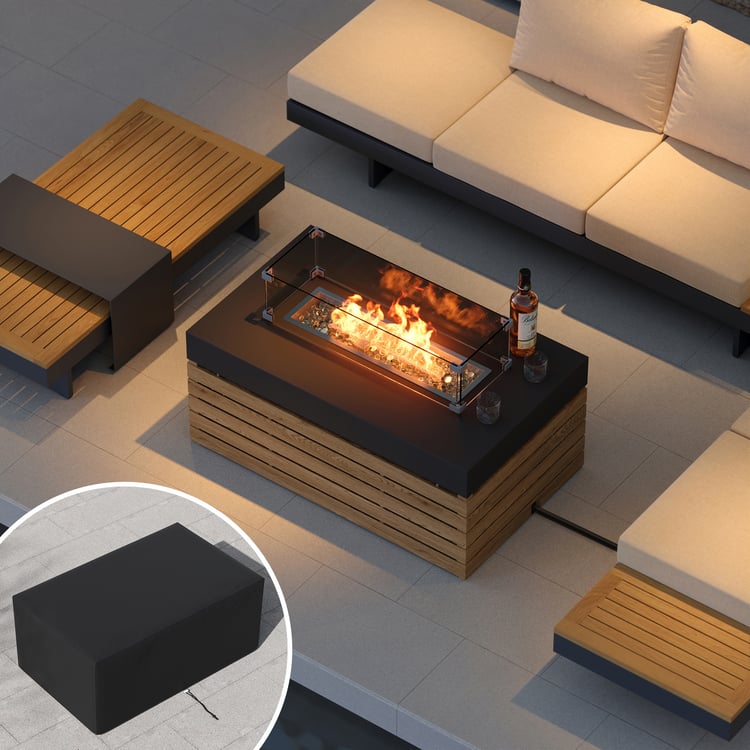 Tevara 39" Smokeless Propane Fire Pit Table with Cover for Outdoor Patio