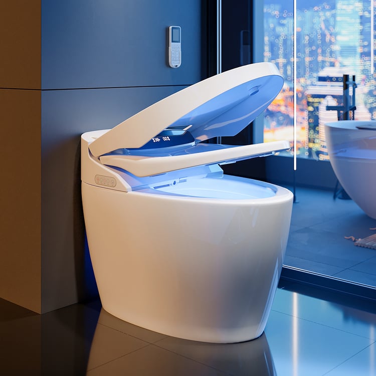 Hynova AX1 Smart Bidet Toilet with Auto Flush & Manually Open/Close Lid, White, 1.28 GPF