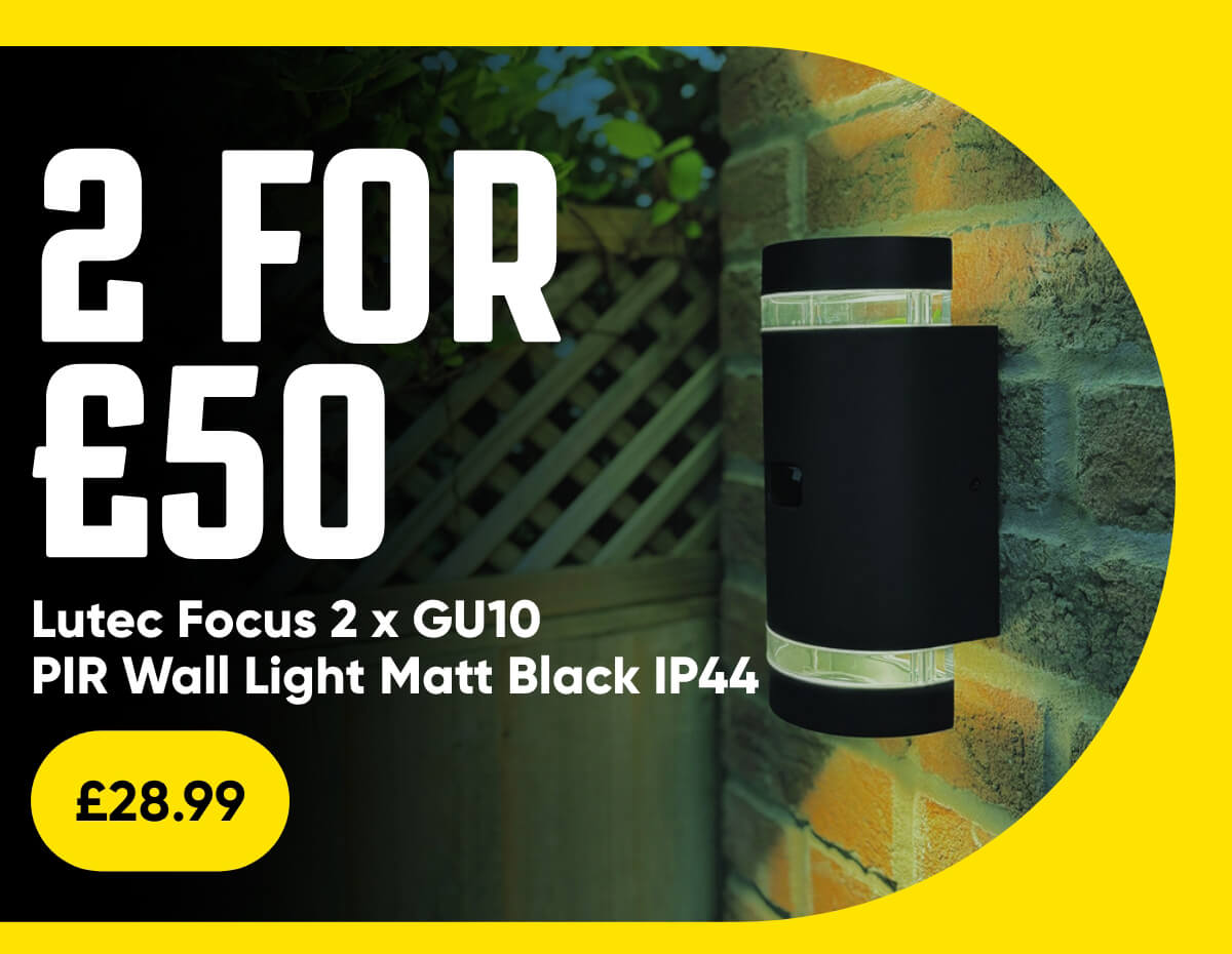Lutec Focus 2 x GU10 PIR Wall Light Matt Black IP44