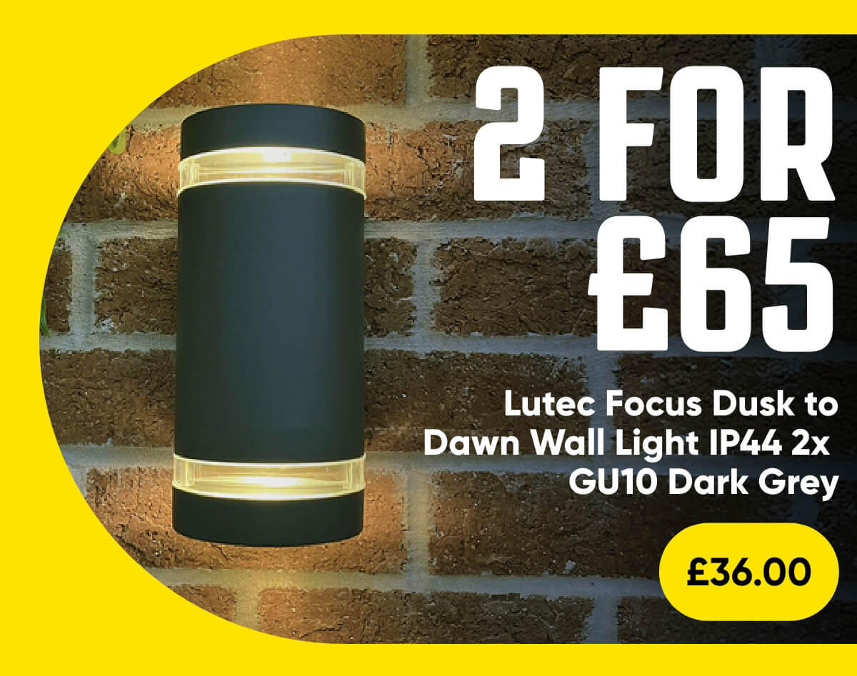 Lutec Focus Dusk to Dawn Wall Light IP44 2x GU10 Dark Grey