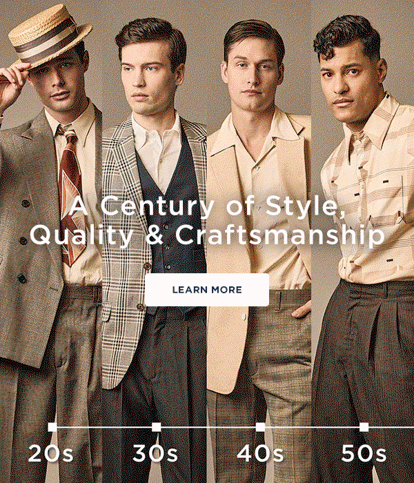 Different models showcase the evolution of Haggar style over a century