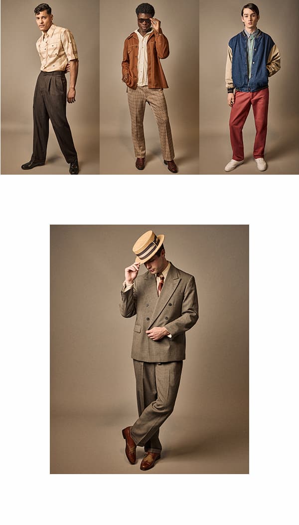 Different models showcase the evolution of Haggar style over a century