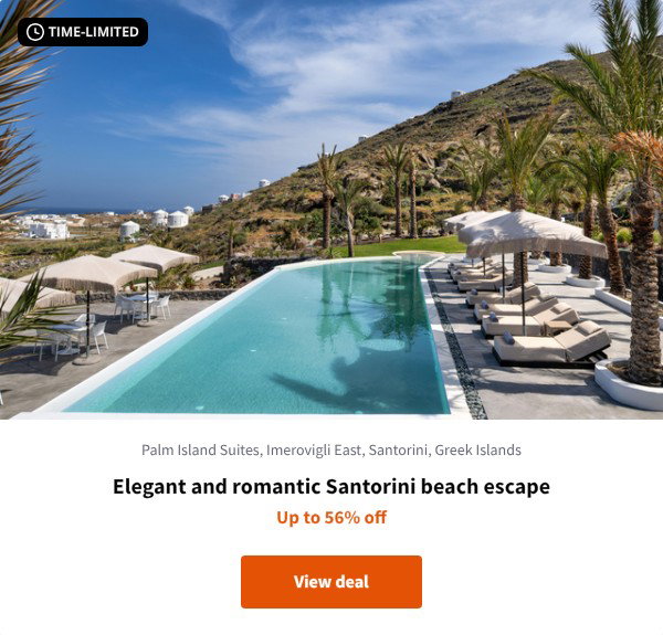 Elegant and romantic Santorini beach escape