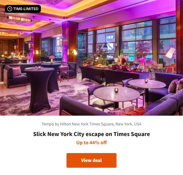 Slick New York City escape on Times Square