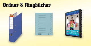 Ordner und Ringbücher - Bankordner & Doppelordner, Motivordner, Ordnerregister, Präsentationsordner, Ringbücher und Ringbucheinlagen, Trennblätter, Trennstreifen und vieles mehr