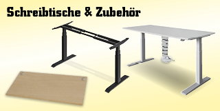 Schreibtische und Zubehör - Schreibtische und vielen Varianten, Anbautische, Seitenblenden, Sichtblenden, Verbindungsplatten und noch viel mehr Zubehör 