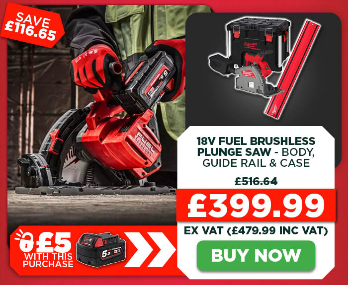 Milwaukee M18 FPS55 18V FUEL Brushless Plunge Saw - Body, 1400mm Guide Rail & PACKOUT Case
