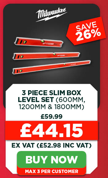 Milwaukee 3 Piece Slim Box Level Set (600mm, 1200mm & 1800mm)
