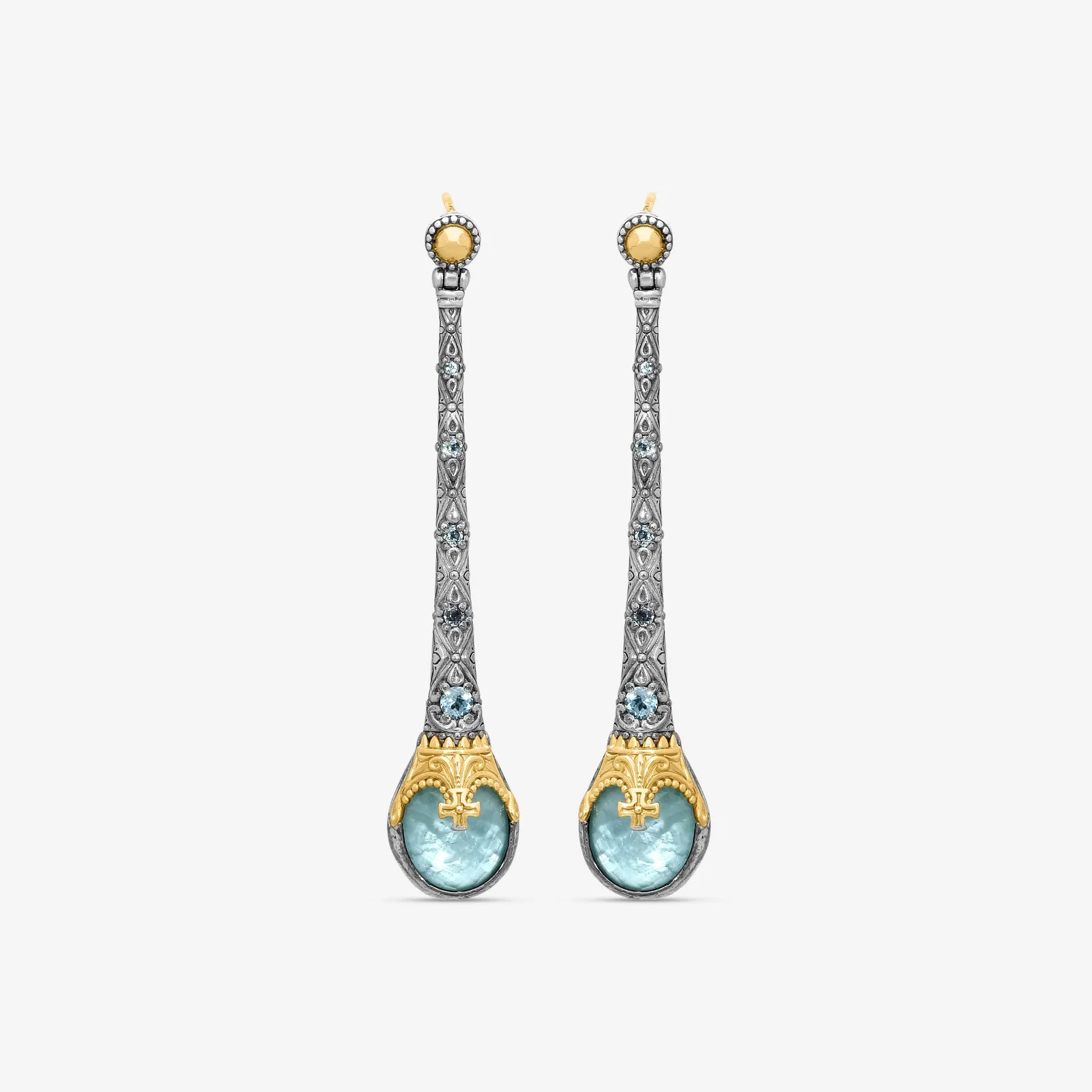 Image of Sterling Silver & 18K Yellow Gold Aquamarine Earrings