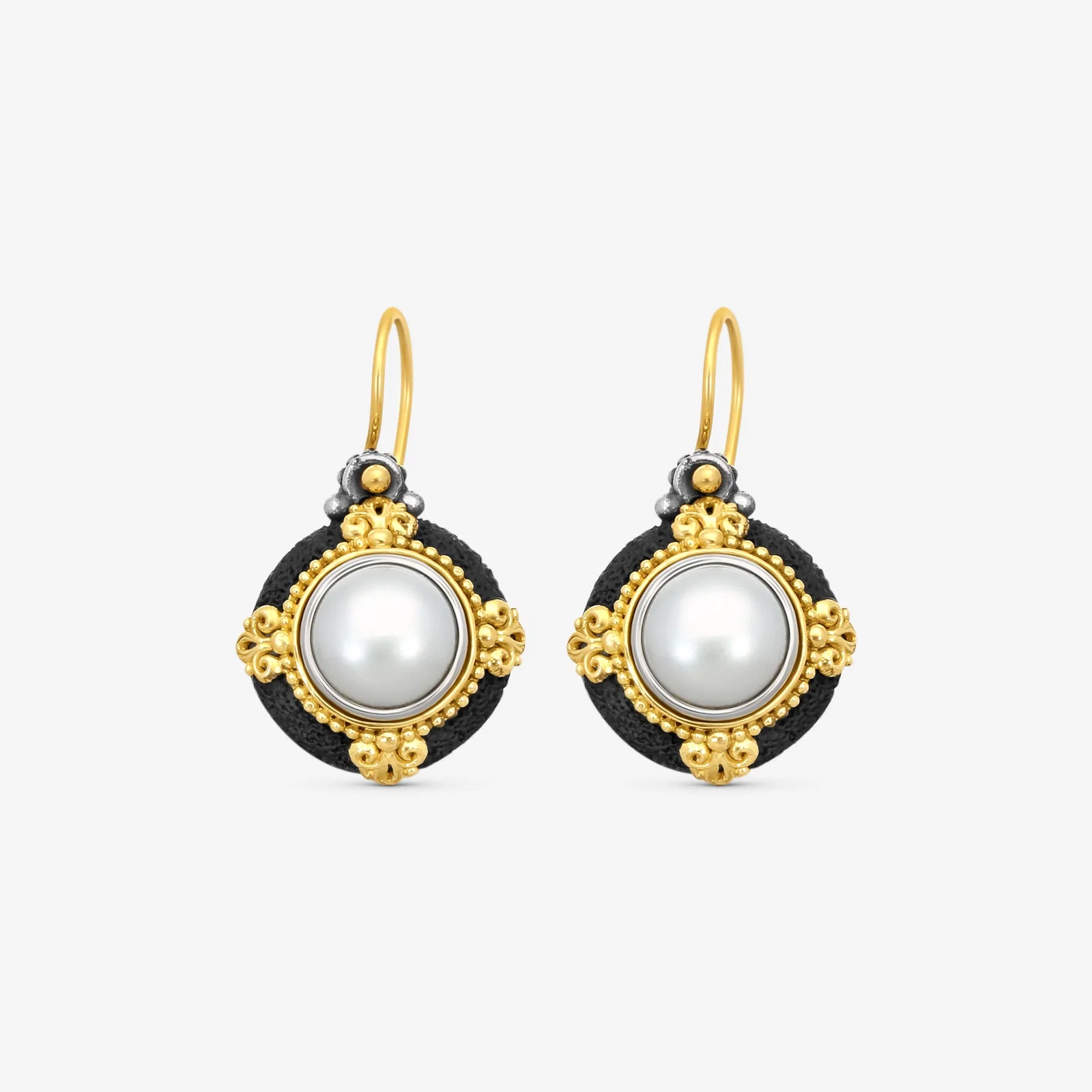 Image of Sterling Silver & 18K Yellow Gold Pearl Drop Earrings