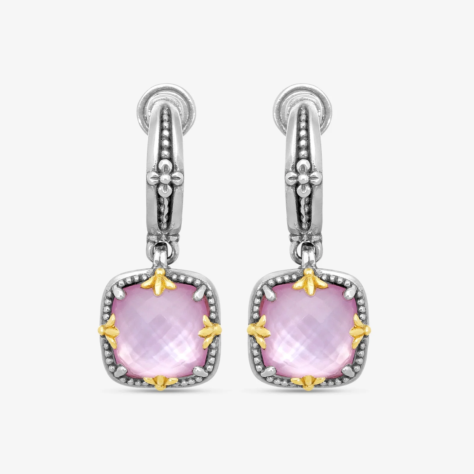 Image of Sterling Silver & 18K Yellow Gold Corundum Drop Earrings