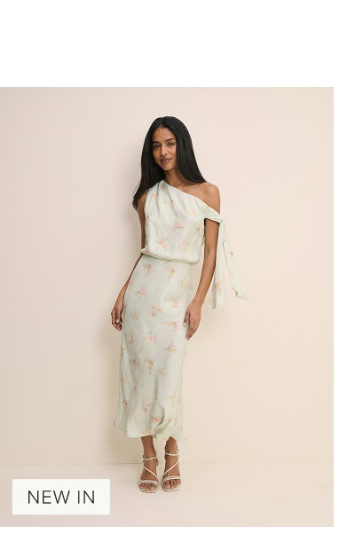Mint Blue Floral Kavita Satin Midi Dress
