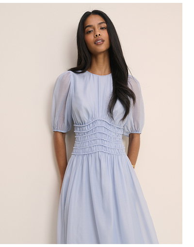 Light Blue Shirred Khloe Maxi Dress