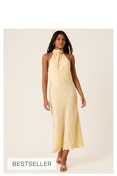 Butter Yellow Floral Jacquard Fifi Maxi Dress