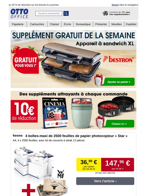 Notre supplément gratuit de la semaine : appareil à sandwich XL !