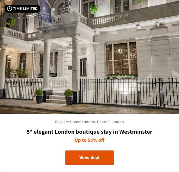 5* elegant London boutique stay in Westminster