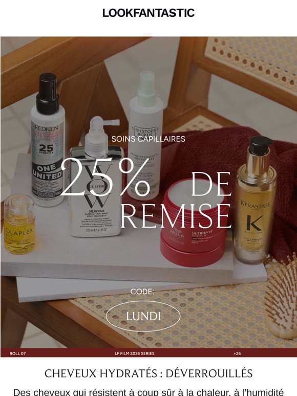 25 % de remise sur les soins capillaires