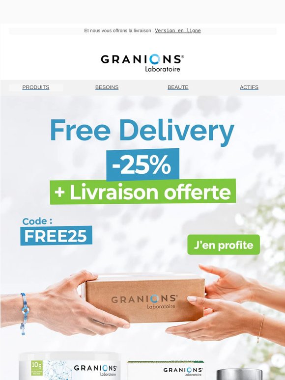 -25% + livraison offerte ! votre cure vous attend