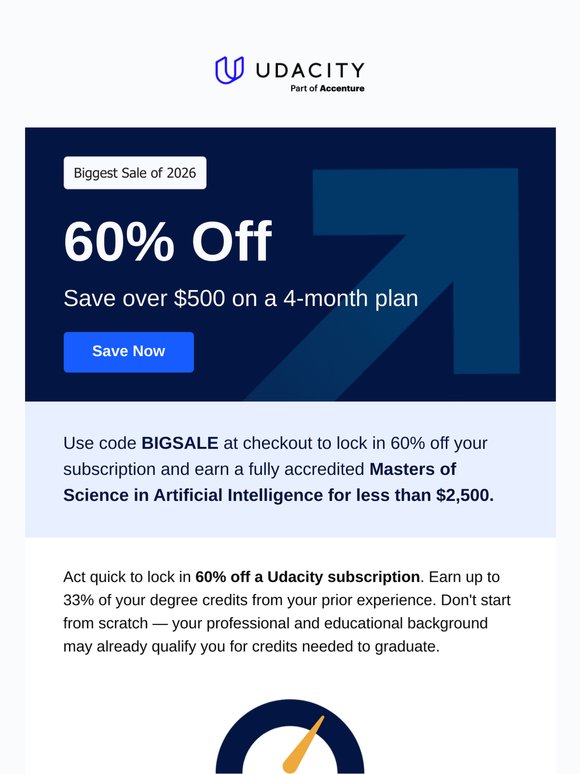 60% off your path to a master's degree.