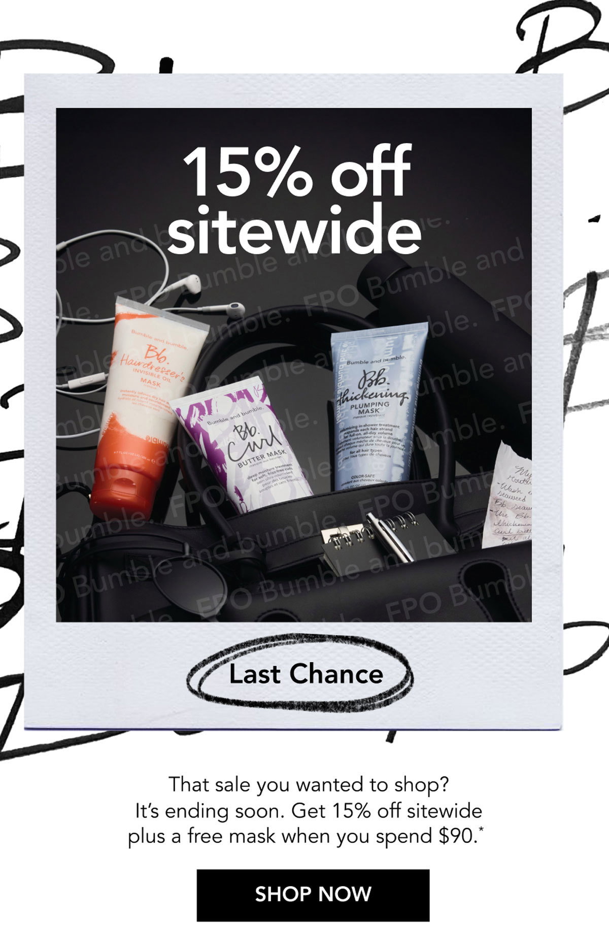 15% off sitewide | Last Chance | That sale you wanted to shop? It’s ending soon. Get 15% off sitewide plus a free mask when you spend $90.* | SHOP NOW