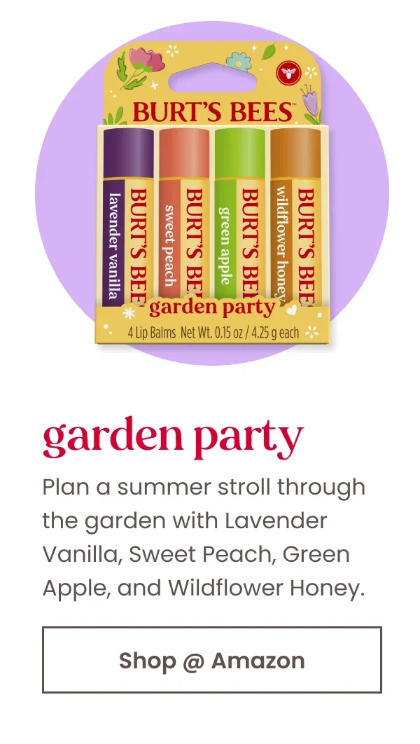 Garden Party. Plan a summer stroll through the garden with Lavender Vanilla, Sweet Peach, Green Apple, and Wildflower Honey. Button: Shop at Amazon