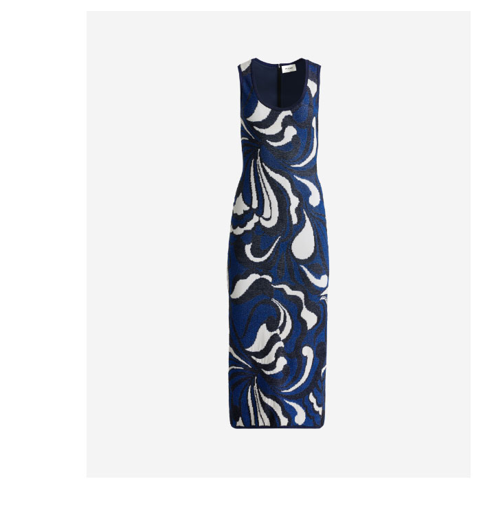 Lynn Dress In Mid Century Scroll Jacquard Knit