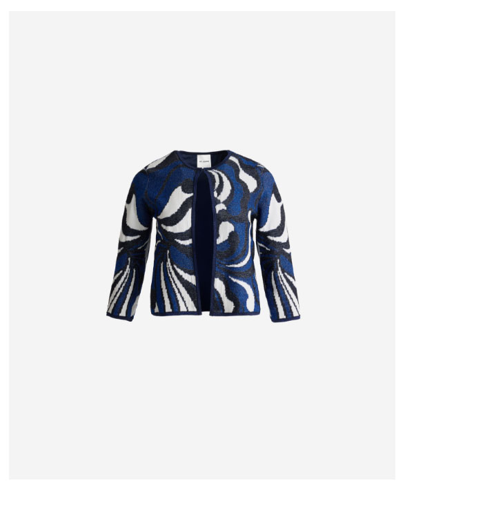 Nancy Jacket In Mid Century Scroll Jacquard Knit