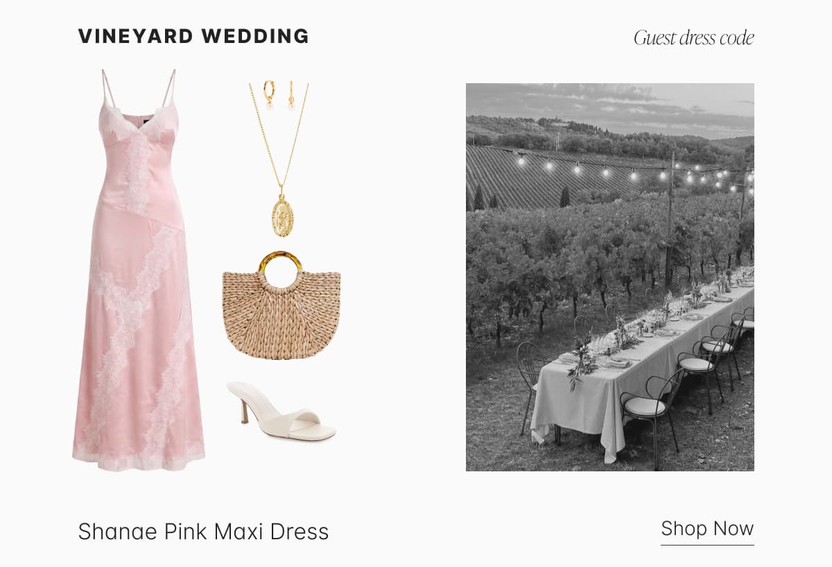 Shanae Pink Satin Lace Trim Maxi Dress