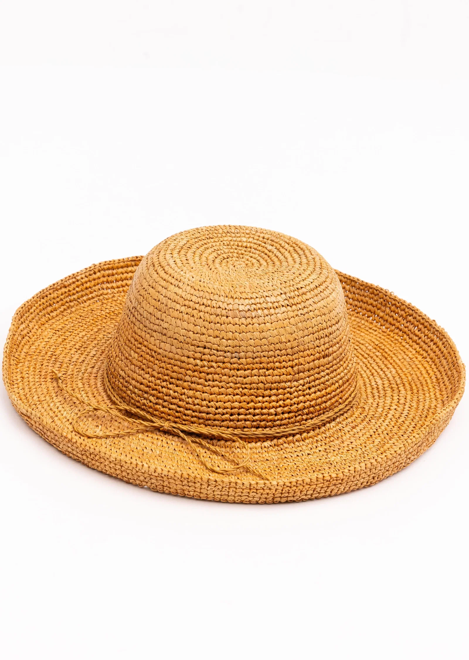 Image of Light Brown Tara Grinna Wide Brim Hat with Tie (8255)