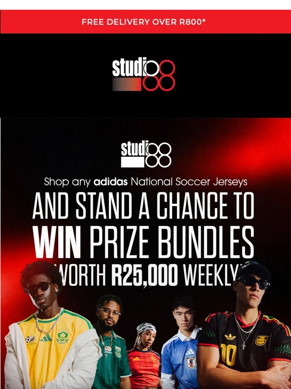 adidas x Studio 88 mystery box — enter to win a weekly reward worth R25,000 🏆📦