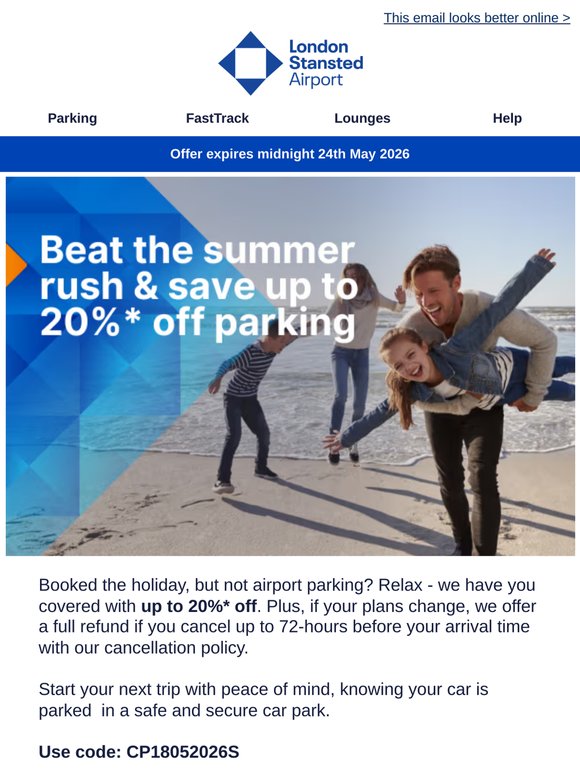 We're giving you up to 20% off parking