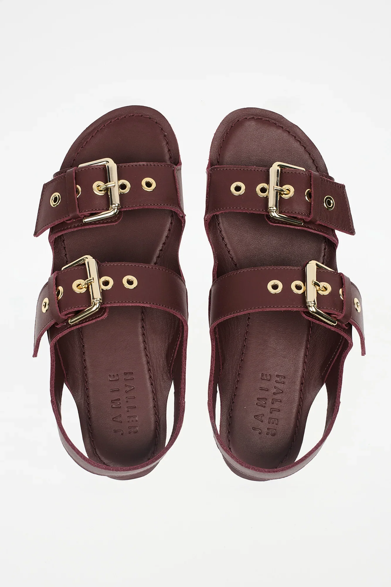Image of The Double Buckle Sandal in Oxblood