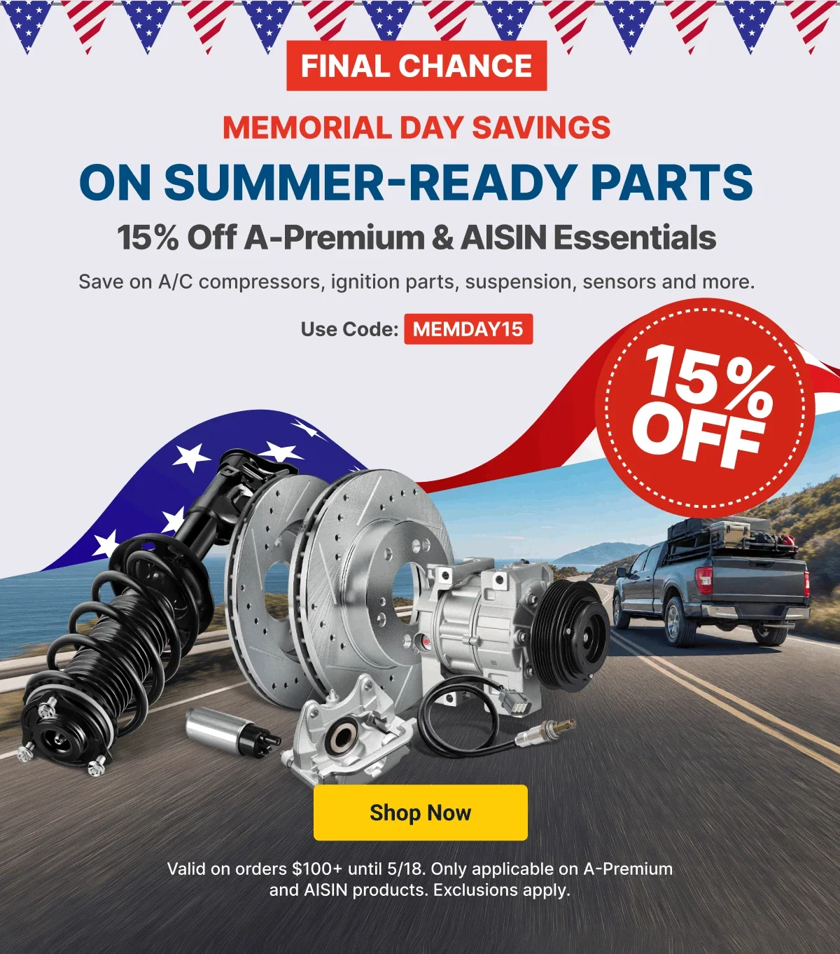 Memorial Day Savings | 15% Off A-Premium & AISIN Essentials | Use code: MEMDAY15