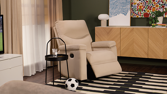 SKULNÄS Recliner rocker and swivel armchair, Hakebo beige