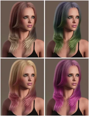 dForce Long Layered Style Strand-Based Hair Color Expansion